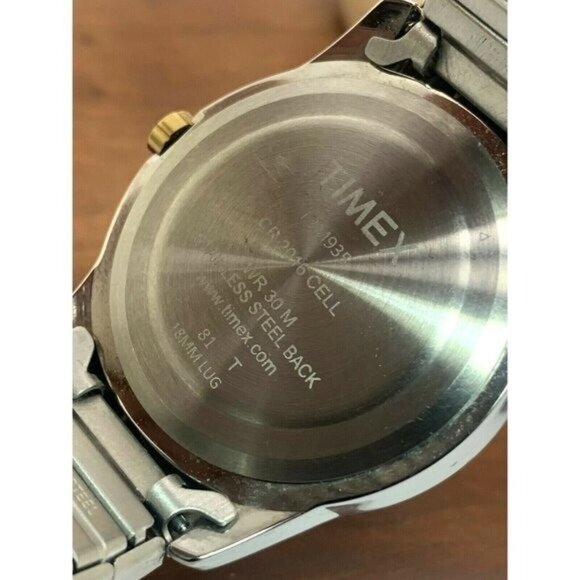 Timex Men's Watch T2M935 Quartz 36mm White Dial Indiglo Two Tone Stretched Band - Picture 7 of 14